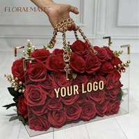 Boîte de rangement pour fleurs en acrylique - Design minimaliste, multicouche, facile à nettoyer, boîte cadeau de Noël portable