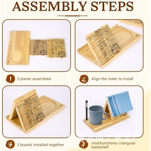 Wooden Triangular Bookend <b>Solid</b> <b>Wood</b> <b>Desk</b> Organizer With Cup Holder For Books Office Reading Shelf - Product Image 4