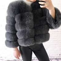 2022 nouveau hiver Crop Style grande taille veste de fourrure femmes réel manteau de fourrure de renard