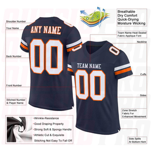 Camiseta de Fútbol Americano Personalizada para Hombre, Cuello en V, Manga Corta, Color Azul, Impresión Sublimada, Malla Transpirable, Corte Regular, Nombre del Equipo Personalizable - Product Image 6