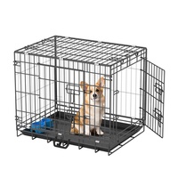 Cage pour chien pliable et portable en fil de fer avec plateau amovible, panneau de séparation et double porte – Transporteur et niche pour animaux de compagnie