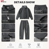 Ensemble de survêtement technique en molleton 2 pièces TIMETEX pour homme, avec sweat à capuche zippé et pantalon droit, style streetwear décontracté, collection printemps, vente en gros OEM