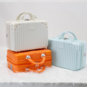 14 Portable Makeup Travel Case Hand Luggage, Pressure-proof Mini ABS Carrying Makeup Case <strong>Suitcase</strong> with Elastic <strong>Band</strong> Small Hard - Product Image 1