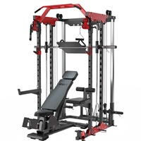 Máquina de Entrenamiento Multifuncional Snode Smith con Estructura de Acero Soldado Resistente, Barra Integrada para Polea Lateral, Práctica de Levantamiento de Pesas para Todo el Cuerpo