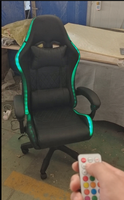 Chaise de jeu PC avec éclairage LED, chaise de bureau ergonomique pour station de jeu, chaise de jeu LED RGB