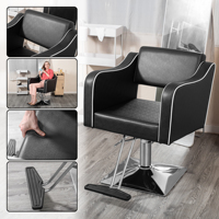 Chaise de salon de coiffure en cuir synthétique de qualité supérieure avec mousse à mémoire de forme, design moderne, confort luxueux pour utilisation en salon de coiffure
