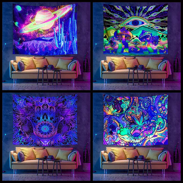 Groothandel Snel Levering Trippy Wandtapijt Psychedelische Spirituele Cartoon Wandtapijt