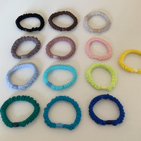 Coloré enfants cheveux cravate corde Bracelet pour bébé filles perle caoutchouc Satin Scruchies cheveux cravates élastiques bandes de cheveux