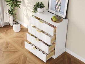 Mueble <span class=keywords><strong>de</strong></span> <span class=keywords><strong>Entrada</strong></span> Personalizado con 4 Cajones para Dormitorio, Cómoda con Tiradores Metálicos, Cajonera <span class=keywords><strong>de</strong></span> Madera para Sala <span class=keywords><strong>de</strong></span> Estar - Product Image 6