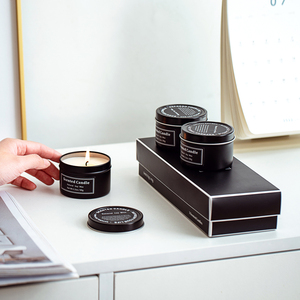 Tin Scented Candle Set Smokeless Scented Candles Gift Set Soy Wax Candle Luxury and Classic Nordic Style Black Cardboard Boxes