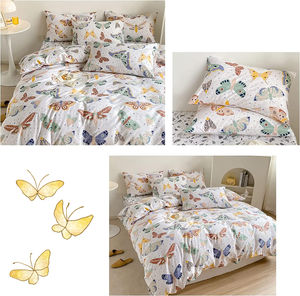 Ensemble de housse de <span class=keywords><strong>couette</strong></span> 100% coton, motif imprimé <span class=keywords><strong>papillon</strong></span>, ensemble de literie 3 pièces avec fermeture à glissière et attaches d'angle - Product Image 4