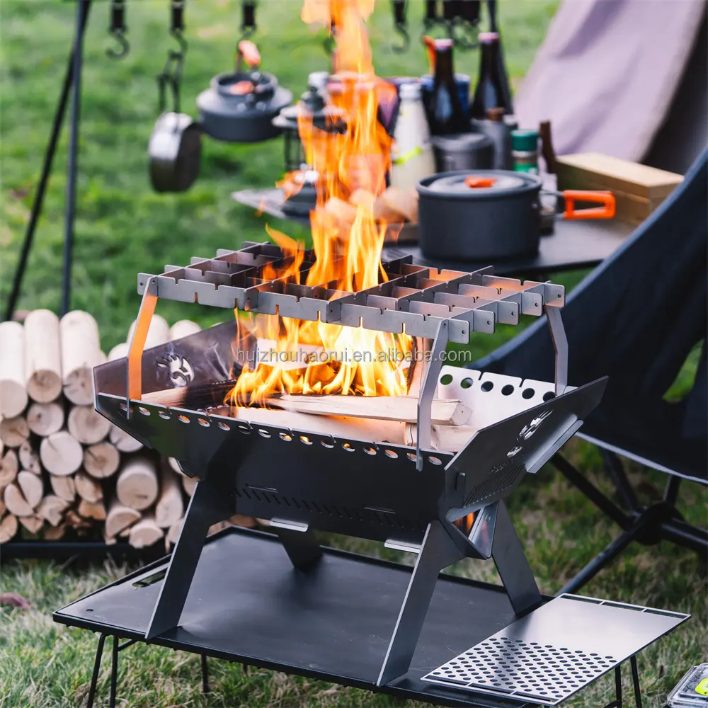 휴대용 접이식 야외 캠핑 난로 그릇 접을 수있는 스테인레스 스틸 화재 구덩이