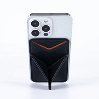 Neues Design Handy zubehör Tragbare Halterung Magnetischer Leder Telefon halter Metall PU Brieftasche Karten halter Mit Telefonst änder