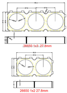 Giá đỡ pin hình trụ WELLGO, kẹp đơn tổ ong, lắp ráp 4x5, khoảng cách 18650 21700 26650 32700 - Product Image 3