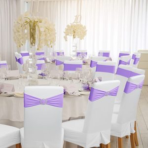 <strong>Elastic</strong> Spandex Chair <strong>Bows</strong> with Buckles - Stretchable for Banquet Party <strong>Weddings</strong> - Product Image 2