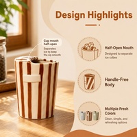 Mug en céramique à rayures verticales ondulées de 380 ml, tasse à café texturée irrégulière, mug artisanal pour la maison, le café, vente en gros, logo personnalisé