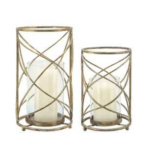 Porte-bougie décoratif en métal pour bougie pilier, pour centre de table, hauteur 10 pouces, finition dorée - Product Image 3