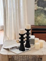 Support de bougie en bois moderne noir décoratif pour centre de table de mariage et maison - Fournisseur en gros
