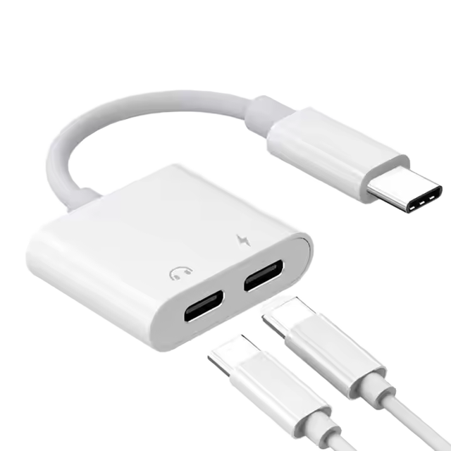 2-in-1 USB 3.1 Type-C 3.5mm Audio Jack DAC Chip AUX Splitter Charging Cable Power Supply OTG Adapter Brand New for Laptop