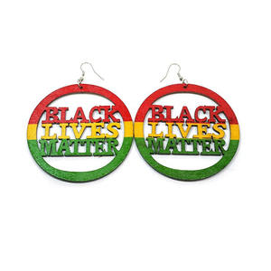 Black Lives Matter Afro Drop <span class=keywords><strong>Pendientes</strong></span> para mujer Cabello natural Diseño de madera BLACK GIRL MAGIC Melanin Poppin Print Stock Fashion - Product Image 5