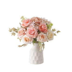 CallaFloral Ramo de Rosas Artificiales Blanco, Naranja Claro, Naranja Oscuro, Poliéster, Decoración para Interiores del Hogar - Product Image 5