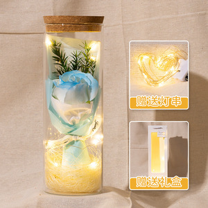 Cristal de flor fresca preservada de Rosa estrellada con luces botella de deseos tienda de oro regalo del Día de San Valentín novia novias - Product Image 6