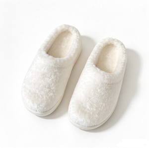 Pantoufles douillettes en fausse daim doublées de peluche, hiver, bout rond, à enfiler, mules fermées, pantoufles moelleuses, pantoufles de mariée, chaussures duveteuses - Product Image 3