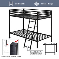 Lit double convertible Hengli au design moderne, entièrement en acier, avec revêtement en tissu, finition noire, métal durable