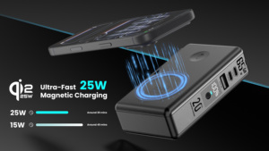 Batterie externe magnétique sans fil GaN 20000mAh Qi2.2 à deux ports USB-C avec câble intégré, <span class=keywords><strong>chargeur</strong></span> de voyage double usage - Product Image 3