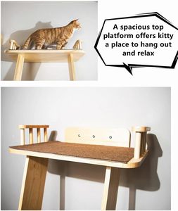 Modern <strong>Tall</strong> 6 Level Leaning <strong>Cat</strong> <strong>Climbing</strong> Ladder <strong>Tree</strong> Tower Condo with Large Perch Platform Solid Wood <strong>Cat</strong> Furniture Shelves - Product Image 5
