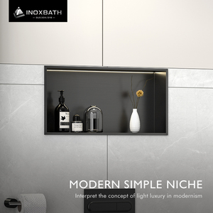 Nicho de pared de acero inoxidable negro de 1 nivel, accesorio cepillado 304 para baño/<span class=keywords><strong>ducha</strong></span> - Product Image 2