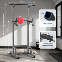 Torre de Ejercicios Multifuncional con Barra de Dominadas y Estación de Dips para Entrenamiento de Fuerza en Casa