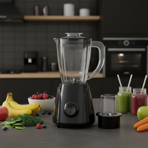 JIZYA Appareils électroménagers de cuisine, mini mixeur portable 2-en-1, capacité 1,4 L, 4 lames, 250 W, mixeur à fruits, presse-agrumes, moulin à épices - Product Image 4