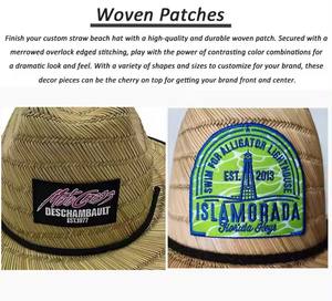 Chapeaux de paille de cow-boy tendance, style <span class=keywords><strong>sauveteur</strong></span>, avec logo brodé, motif imprimé, protection solaire, pêche, large bord, chapeaux de paille de plage personnalisés - Product Image 5