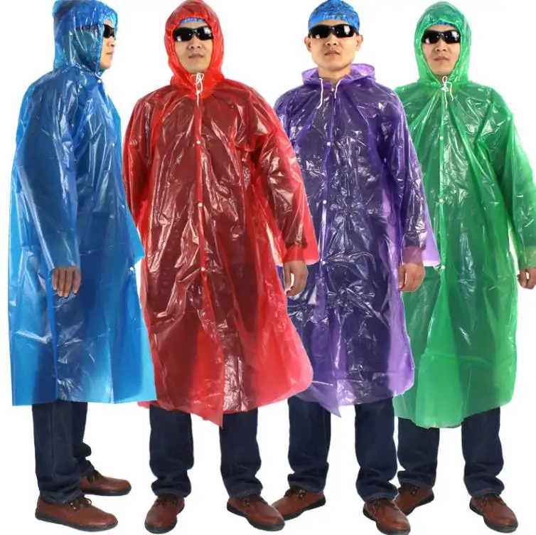 Imperméables jetables transparents portables pour hommes femmes Poncho de pluie manteau de pluie d'urgence pêcheur