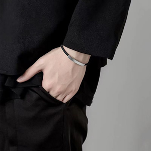Logo personalizzato Unisex <span class=keywords><strong>bracciale</strong></span> in acciaio inossidabile fortunato tessuto fatto a mano corda regolabile <span class=keywords><strong>con</strong></span> <span class=keywords><strong>incisione</strong></span> in bianco per gli uomini donne stile alla moda - Product Image 6