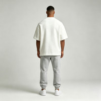 Sweat-shirt à col montant oversize pour homme, manches courtes, avec logo brodé, support d'échantillons, vente en gros, coton épais