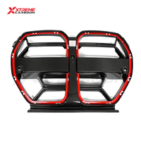 Grille avant centrale en fibre de carbone sèche XTREME style CSL avec accents rouges pour BMW G80 G81 M3 G82 G83 M4 2021+