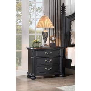 Mesita de noche de madera Vintage antigua DB con 3 cajones 1 pieza muebles de dormitorio con acabado gris negro tradicional - Product Image 1