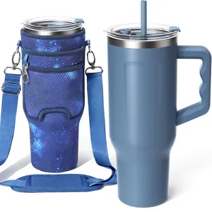 Hot Neoprene chai nước bao gồm 40oz Tumbler OEM 30oz 64oz cup Holders Neoprene giữ chai với túi và dải