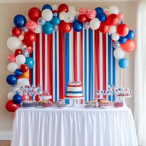 6 pièces/paquet Guirlandes en papier crépon pour décorations américaines, décorations de fête américaines, 4 juillet, décoration de classe, accessoire de photomaton - Product Image 4