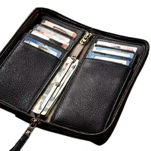 Cartera de Cuero Premium con Cierre, Tarjetero y Organizador para Hombre y Mujer, Cartera de Viaje con Múltiples Ranuras para Tarjetas - Product Image 1