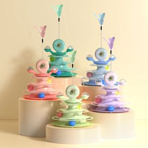 Nuevo Juguete Giratorio Orbital de Cuatro Niveles para Gatos, con Plumas, Varita de Juego y Tablero de Juego de Torre Espacial, Suministros para Mascotas - Product Image 1