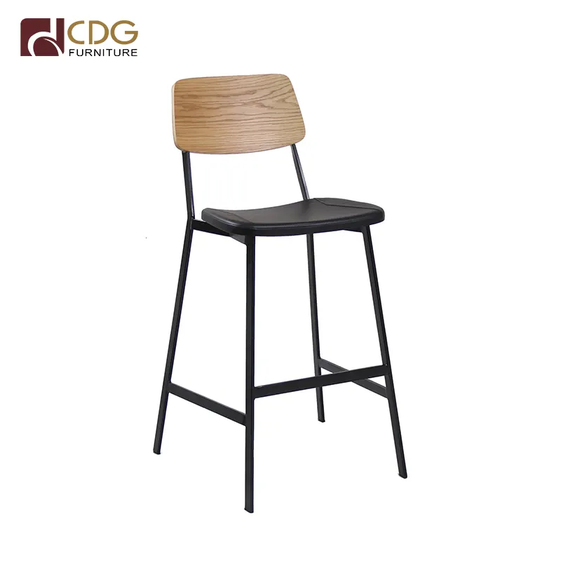 High Bar Stools Metal Farme Wooden Bar Furniture High Leather Chairs