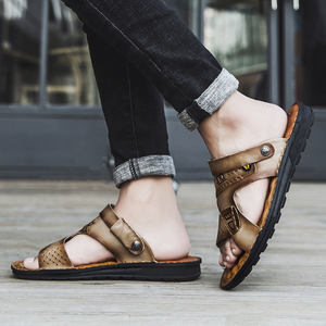 Sandalias Planas de Cuero HappyChina, Sandalias de Cuero Negras para Exteriores, Antideslizantes, Deportivas, para Senderismo, para Hombre - Product Image 6