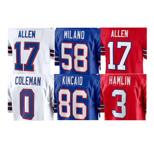 เสื้ออเมริกันฟุตบอลปักลาย17 ALLEN 0 keon coleman 86 Kincaid 58 Milano 88 Dawson knox 4 Cook 3 hamlin - Product Image 1