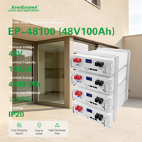 بطارية ليثيوم فوسفات الحديد (LiFePO4) قابلة للتركيب على الرف 48 فولت 100 أمبير ساعة 4800 واط ساعة، خلايا من الدرجة A، نظام إدارة البطارية الذكي المدمج (BMS)، 6000 دورة، معتمدة بشهادة CE، لطاقة الطاقة الشمسية.