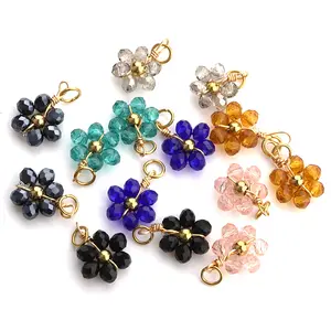Fashion No Tarnish Daisy Crystal Flower Charms Pendant for Handmade Originality Earring Imitation Pearl Accessories