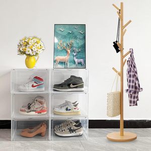 Large 9-Clear Plastic PP Stackable Shoe Storage Box Organizer Foldable Closet Shoe Rack Sneaker Container <b>Bin</b> Holder - Product Image 2