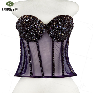 Corset <span class=keywords><strong>Bustier</strong></span> de Luxe Violet Fait Main Entièrement Perlé Personnalisable, Haut Brillant pour Robe de Soirée DIY <span class=keywords><strong>Femme</strong></span> - Product Image 2